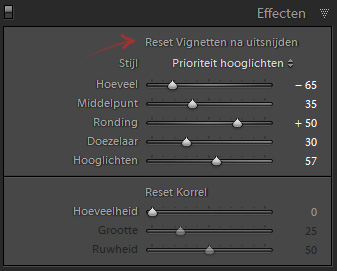 Lightroom reset item